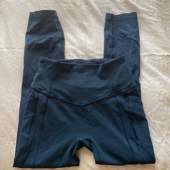 LULULEMON athletic leggings dark aqua blue - Picture 1 of 4
